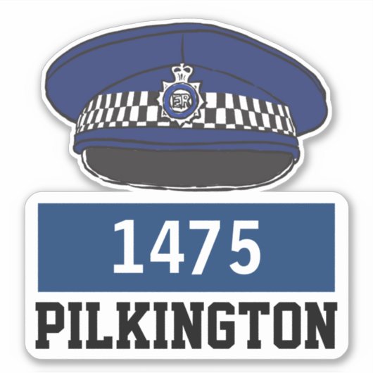 Mannelijke Britse politieagent Flat Pet met naam e Sticker (Voorkant)