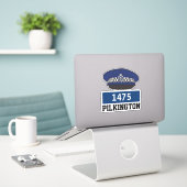 Mannelijke Britse politieagent Flat Pet met naam e Sticker (Laptop op bureau)