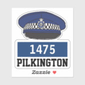 Mannelijke Britse politieagent Pet met naam en num Sticker (Vel)