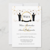Mannelijke bruiloft goud Elegant Monogram LGBTQ Kaart (Voorkant)