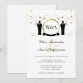 Mannelijke bruiloft goud Elegant Monogram LGBTQ Kaart (Voorkant / Achterkant)