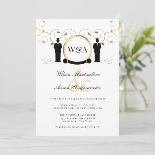 Mannelijke bruiloft goud Elegant Monogram LGBTQ Kaart