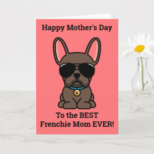 Mannelijke bruine Franse Bulldog Moederdag kaart
