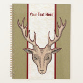 Mannelijke bruine herten hoofd gewei geëtst gezich planner (Voorkant)