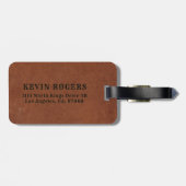 Mannelijke bruine lederen textuur bagagelabel (Achterkant horizontaal)