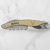 Mannelijke Buck Deer Head Large Antlers Tan Kurkentrekker (Achterkant)