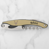 Mannelijke Buck Deer Head Large Antlers Tan Kurkentrekker (Voorkant)