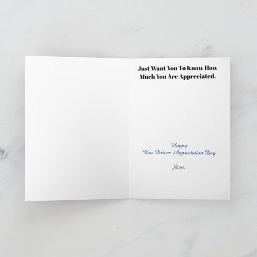 Mannelijke buschauffeur Dank u kaart (Binnen)