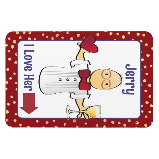 Mannelijke Cartoon Bruiloft Jubileum Hart Cruise D Magneet (Horizontaal)