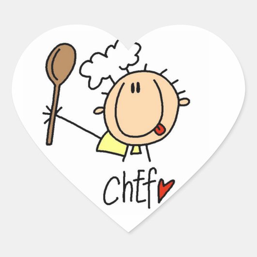 Mannelijke Chef Hart Sticker (Voorkant)
