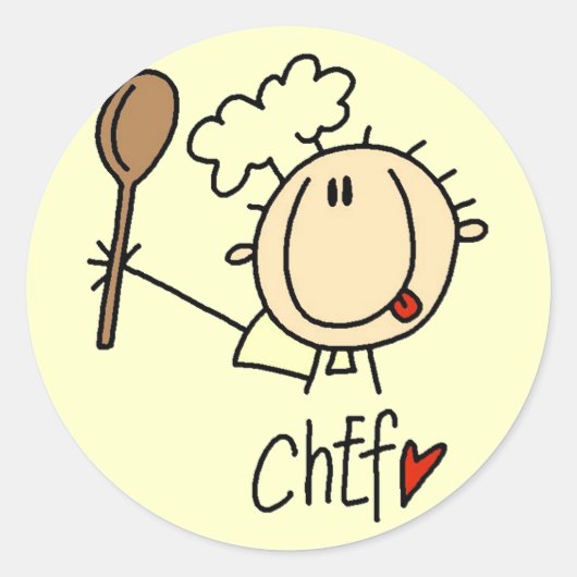 Mannelijke Chef Ronde Sticker (Voorkant)