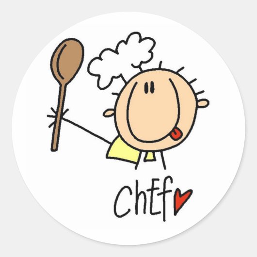 Mannelijke Chef Ronde Sticker (Voorkant)