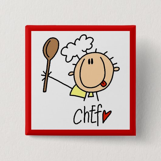 Mannelijke Chef Vierkante Button 5,1 Cm (Voorkant)