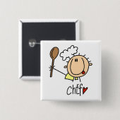 Mannelijke Chef Vierkante Button 5,1 Cm (Voorkant /achterkant)