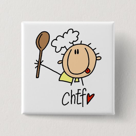 Mannelijke Chef Vierkante Button 5,1 Cm (Voorkant)
