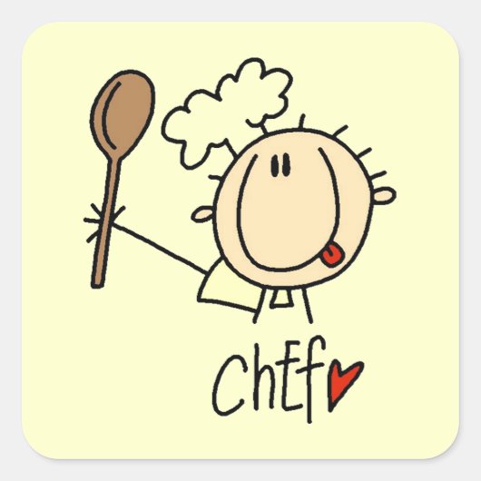 Mannelijke Chef Vierkante Sticker (Voorkant)