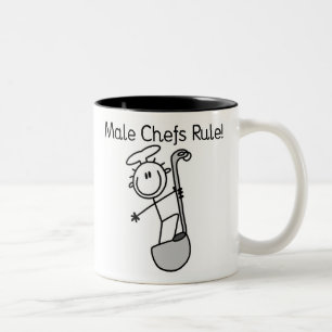 Mannelijke chefs heersen tweekleurige koffiemok