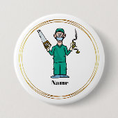 Mannelijke chirurg met Button Naam gereedschap (Voorkant)