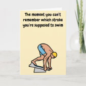Mannelijke competitieve zwemmer voor hem grappige  kaart (Voorkant)