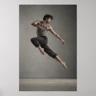 Mannelijke danser in de lucht Hedendaagse beweging Poster