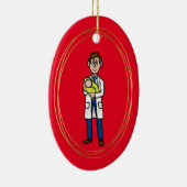 Mannelijke Doctor Holding Baby kerstversiering Keramisch Ornament (Rechts)