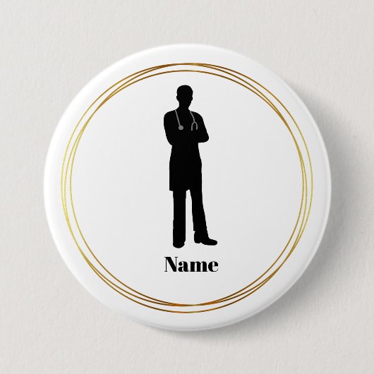 Mannelijke Doctor Silhouette Name Button #2 (Voorkant)