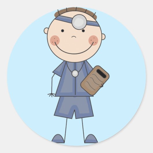 Mannelijke Doctor T-shirts en geschenken Ronde Sticker (Voorkant)