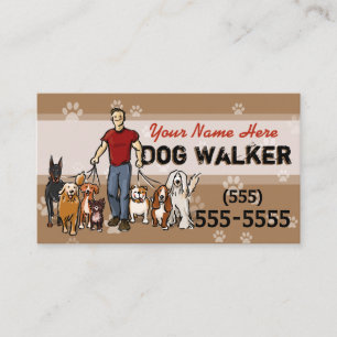 Mannelijke Dog Walker Dog Trainer Walking Aangepas Visitekaartje