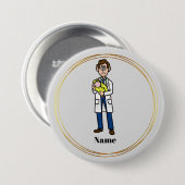 Mannelijke dokter Holding A Baby Button (Voorkant /achterkant)