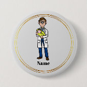 Mannelijke dokter Holding A Baby Button (Voorkant)