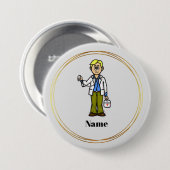 Mannelijke dokter met Stethoscoop Button (Voorkant /achterkant)