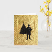 Mannelijke dokter Silhouette Golden kerstkaart Kaart (Gele Bloem)