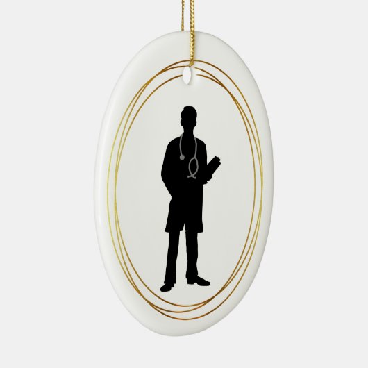 Mannelijke dokter Silhouette kerstversiering Keramisch Ornament (Rechts)