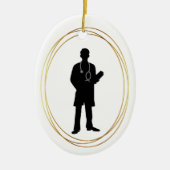 Mannelijke dokter Silhouette kerstversiering Keramisch Ornament (Voorkant)