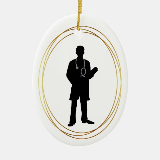 Mannelijke dokter Silhouette kerstversiering Keramisch Ornament (Voorkant)