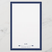 Mannelijke Elegante Marine Blauw Monogrammed Briefpapier (Voorkant)