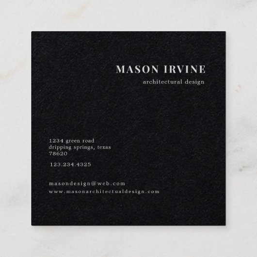 Mannelijke elegantie zwart-wit Visitekaartje (Achterkant)