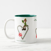 Mannelijke Elf Heart Persoonlijke kerstfeestdag Mo Tweekleurige Koffiemok (Links)