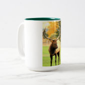 Mannelijke Elk met tongue out Tweekleurige Koffiemok (Voorkant links)