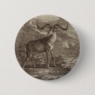 Mannelijke en jonge edelherten ronde button 5,7 cm