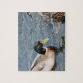 Mannelijke en vrouw eenden in een meer legpuzzel (Verticaal)