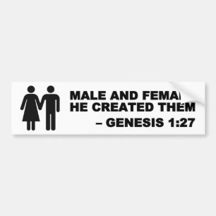 Mannelijke en Vrouw Gen. 1:27 Bumpersticker - Zwar