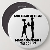 MANNELIJKE EN VROUW GENESIS CHRISTELIJKE GIANTE BU RONDE BUTTON 6,0 CM (Voorkant /achterkant)