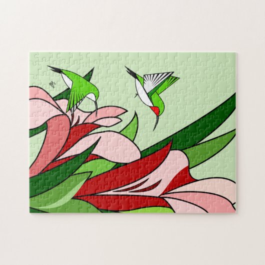 Mannelijke en Vrouw Hummingbird Jigzaag Puzzles Legpuzzel (Horizontaal)