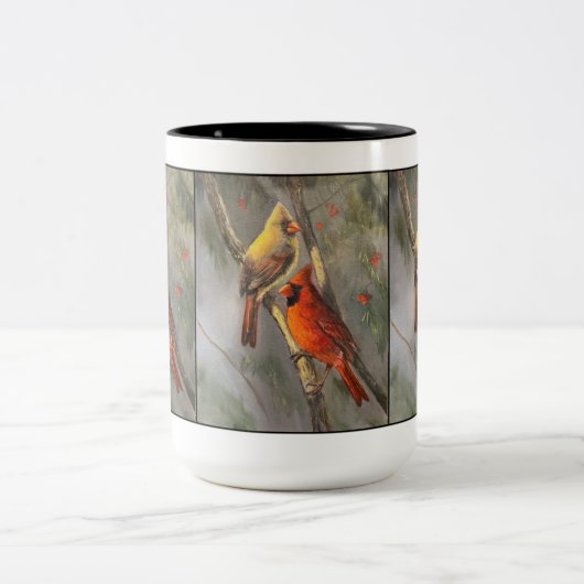 Mannelijke en Vrouw Kardinalen fijne mok (Center)