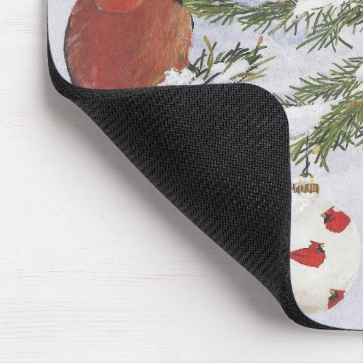 Mannelijke en Vrouw Kardinalen genieten van een wi Muismat (Hoek)