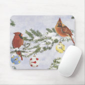 Mannelijke en Vrouw Kardinalen genieten van een wi Muismat (Met muis)