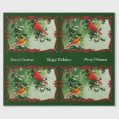 Mannelijke en Vrouw Kardinalen Groen Cadeaupapier (Vlak)