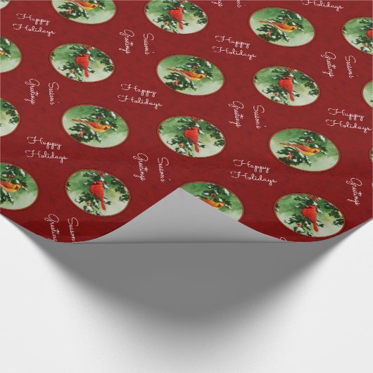 Mannelijke en Vrouw Kardinalen Rood Cadeaupapier (Hoek)
