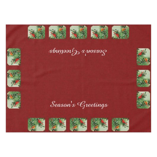 Mannelijke en Vrouw Kardinalen Rood Tafelkleed (Voorkant (Horizontaal))